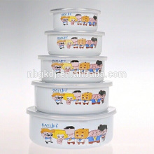 5Pcs korean style enamel ice bowl/ice bowl with PE lid